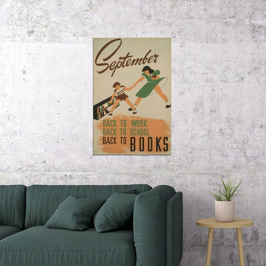 1938 Wpa Back To Work Back To Books Vintage Style Reading Poster Wall Art Print Home Wall Decor - xonomax