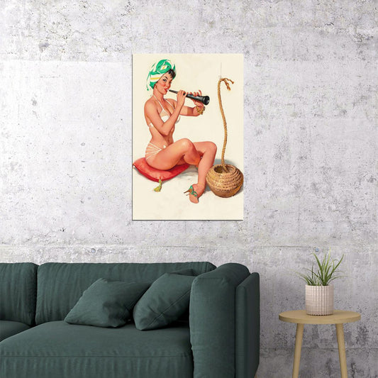 1960s Charming Snake Charmer Pin Up Poster Wall Art Print Home Wall Decor - xonomax