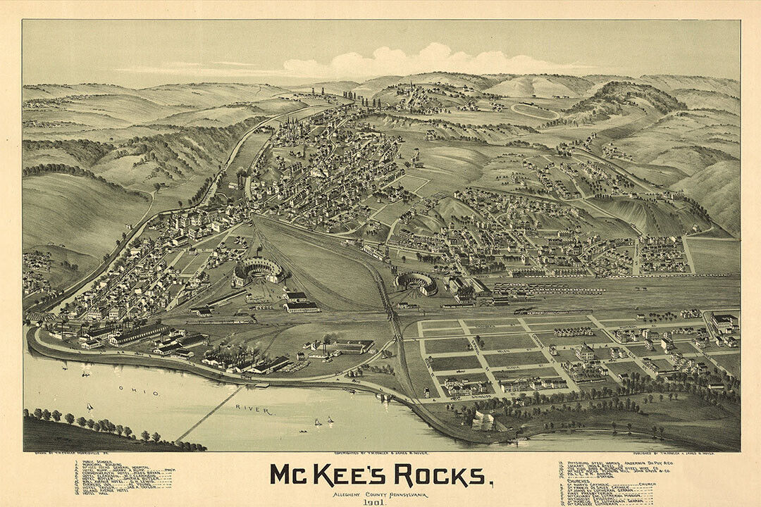 Mckee's Rocks Pennsylvania Historic Panoramic Town Map Poster Wall Art Print Home Wall Decor