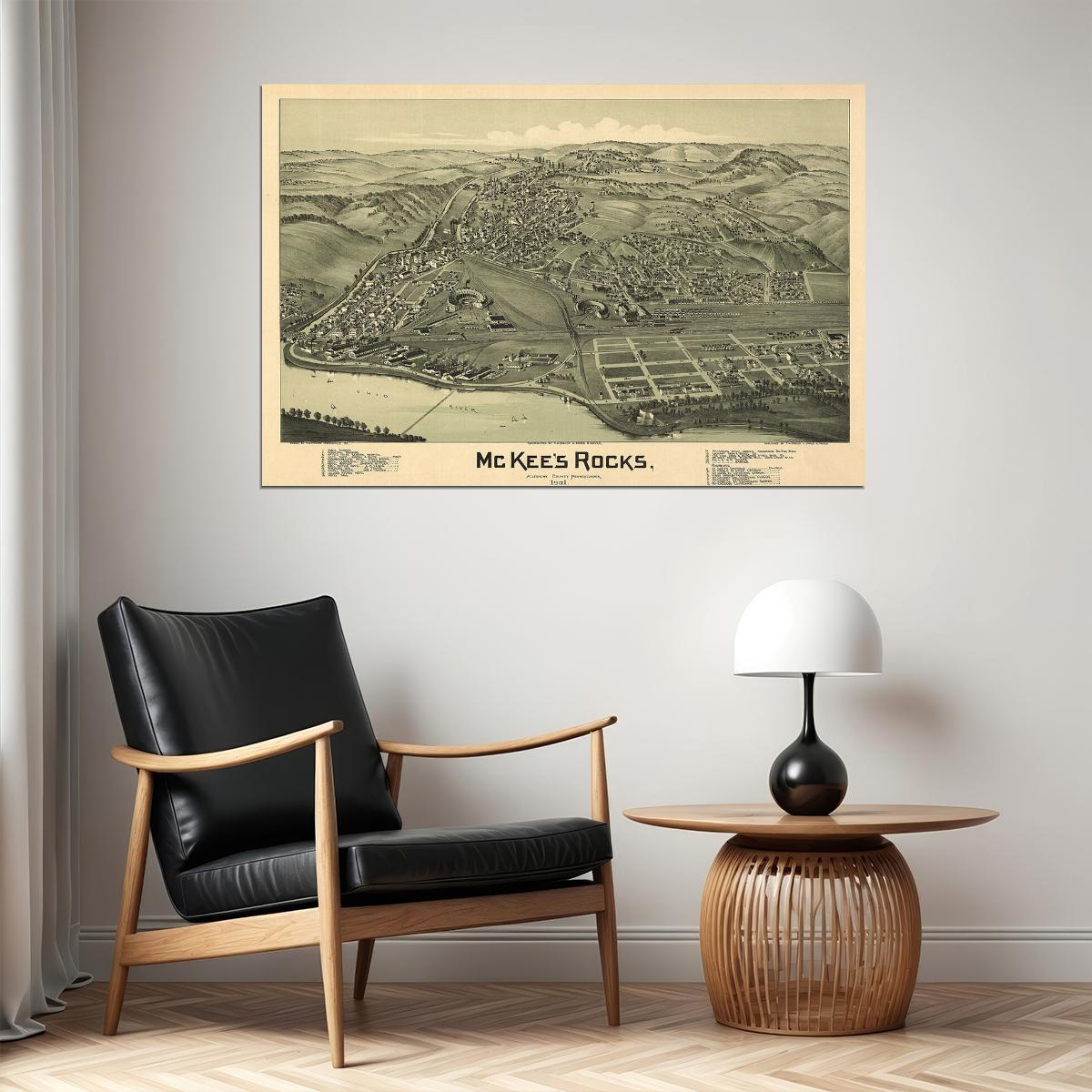 Mckee's Rocks Pennsylvania Historic Panoramic Town Map Poster Wall Art Print Home Wall Decor