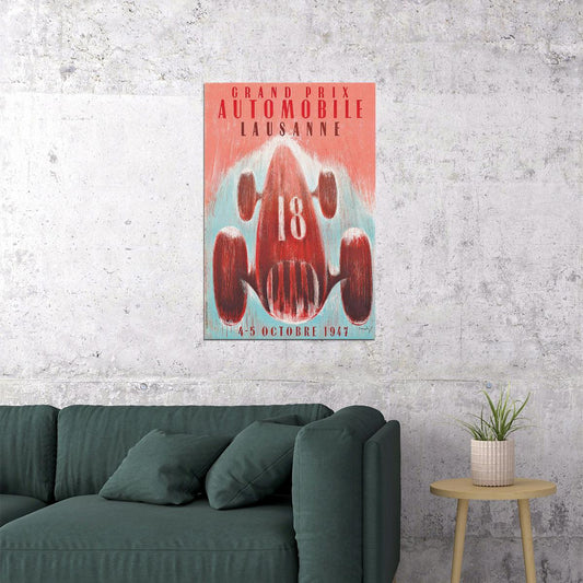 1940s Lausanne Grand Prix Automobile Vintage Auto Race Car Poster Wall Art Print Home Wall Decor - xonomax