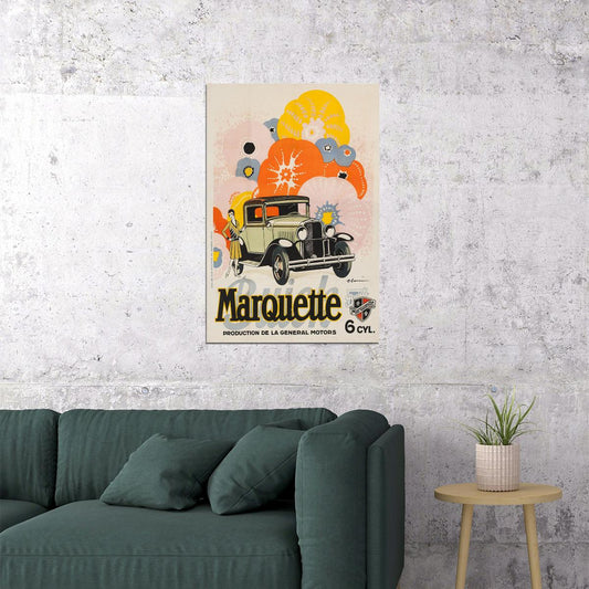 1920s Buick Marquette Vintage Auto Old Car Advertising Poster Wall Art Print Home Wall Decor - xonomax