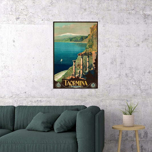 1920s Taormina Sicily Vintage Style Travel Poster Wall Art Print Home Wall Decor - xonomax