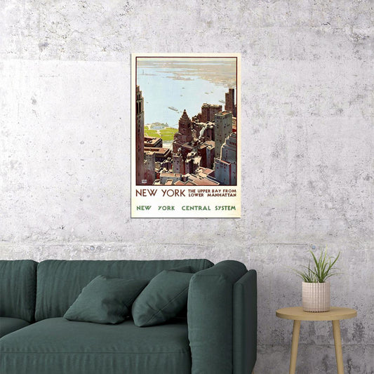 1920's Manhattan Upper Bay Ny Vintage Style Travel Poster Wall Art Print Home Wall Decor - xonomax