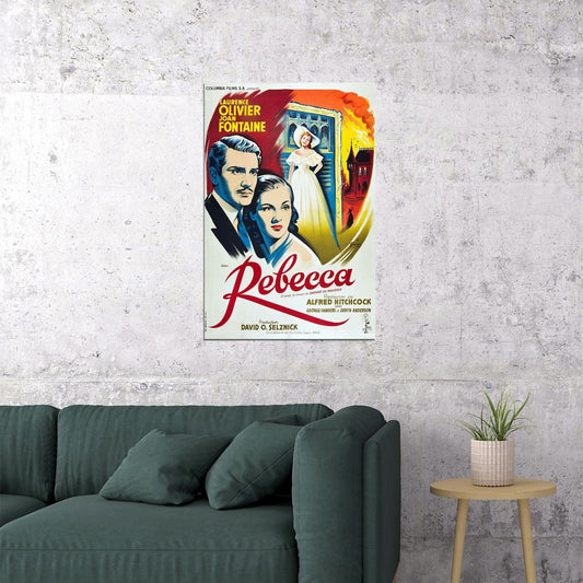 Rebecca 1940 Movie Drama Film Noir Mystery Poster Wall Art Print Home Wall Decor - xonomax