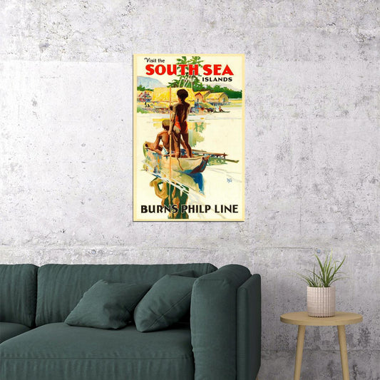 Visit The South Sea Islands Burns Philp Line Vintage Poster Wall Art Print Home Wall Decor - xonomax