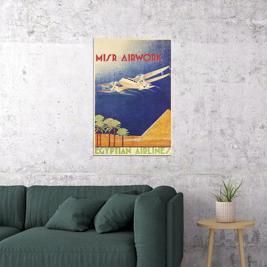 1935 Egyptian Arilines Misr Airworks Vintage Style Travel Poster Wall Art Print Home Wall Decor - xonomax