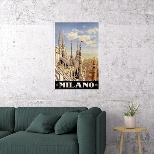 1920 Milano Italy Vintage Style Italian Travel Poster Wall Art Print Home Wall Decor - xonomax