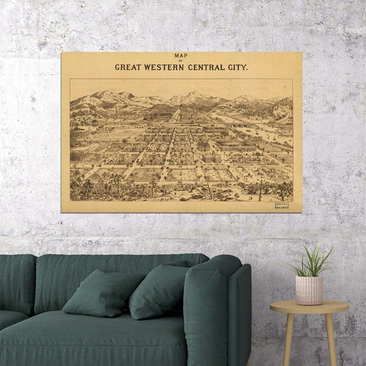 Bird's Eye View 1887 Central City Colorado City Map Poster Wall Art Print Home Wall Decor - xonomax
