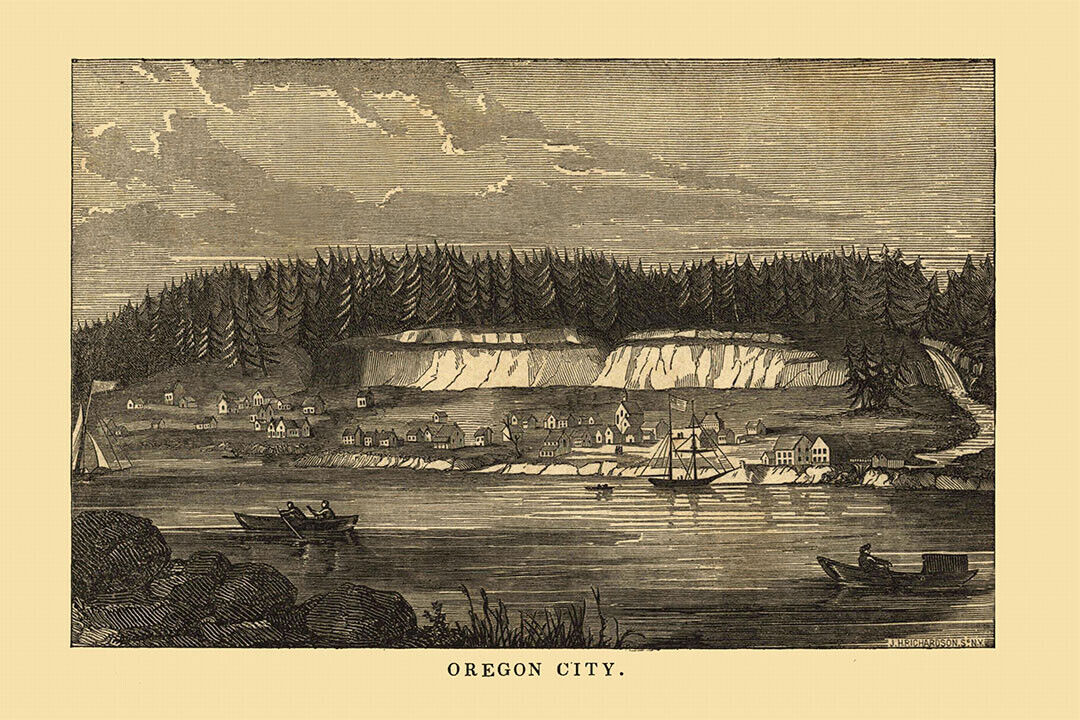Oregon City Or 1850s Historic Panoramic Town Map Poster Wall Art Print Home Wall Decor