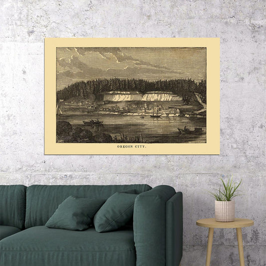 Oregon City Or 1850s Historic Panoramic Town Map Poster Wall Art Print Home Wall Decor - xonomax