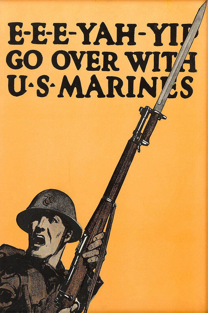 E-e-e-yah-yip Go Over With Us Marines 1917 WWI Poster Wall Art Print Home Wall Decor - xonomax