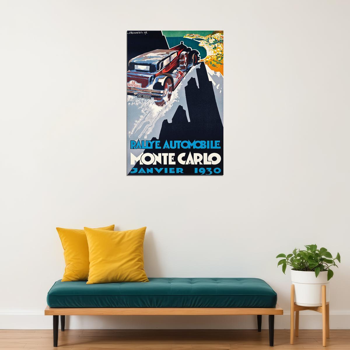 Rally Automobile Monte Carlo January 1930 Car Race Poster Wall Art Print Home Wall Decor - xonomax