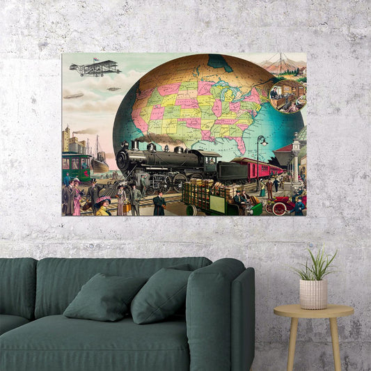 20th Century Transportation" Classic Vintage Style Poster Wall Art Print Home Wall Decor - xonomax
