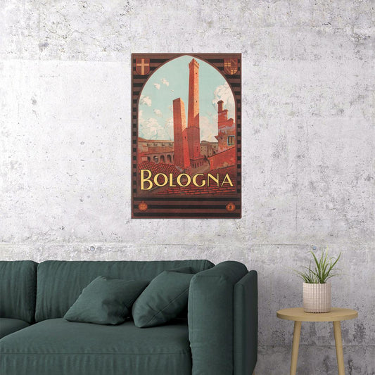 Bologna 1920s Vintage Style Italian Travel Poster Wall Art Print Home Wall Decor - xonomax