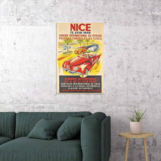 1949 Vintage Style Auto Road Race Nice France Poster Wall Art Print Home Wall Decor - xonomax