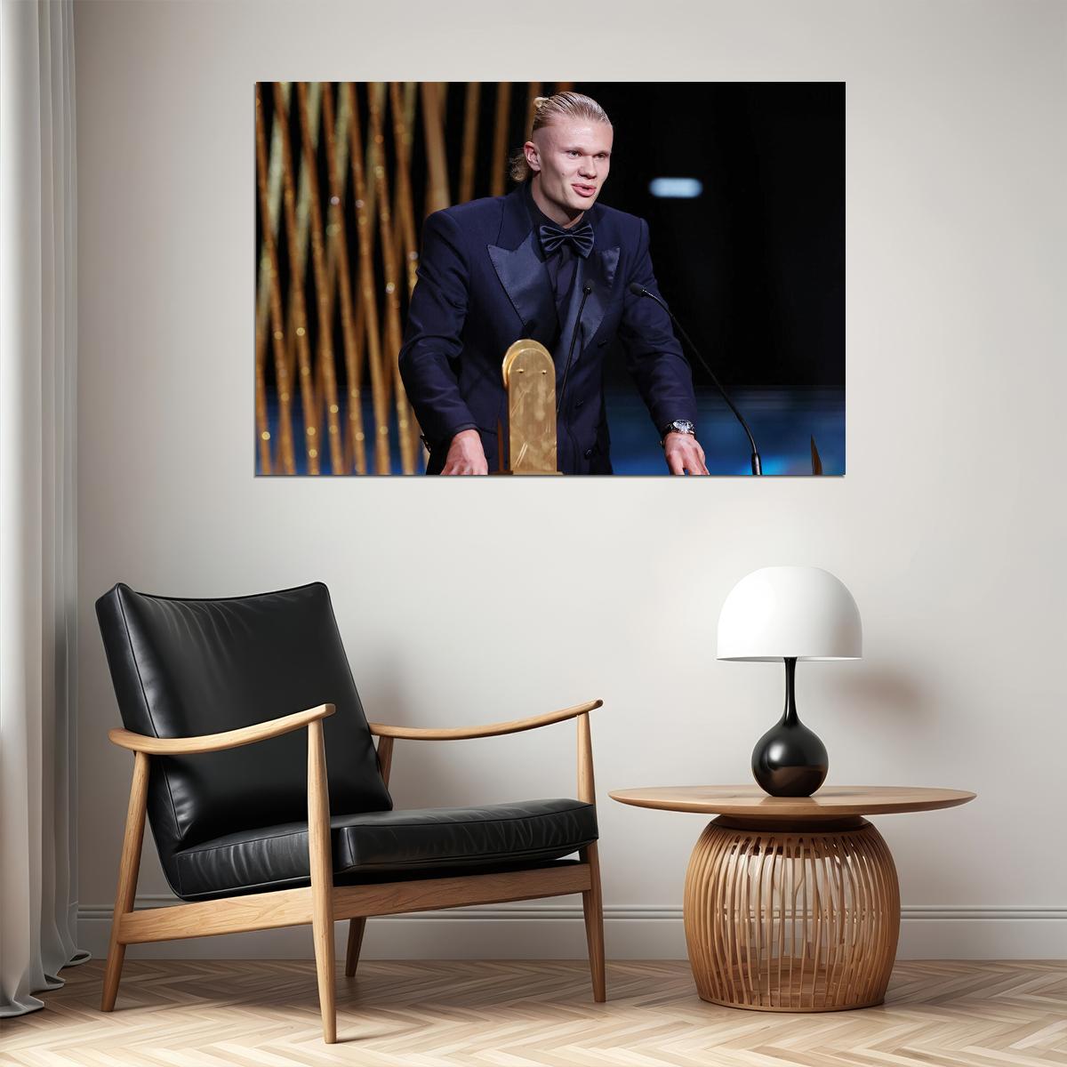 Best Soccer Striker Award Manchester Star Haaland Poster Wall Art Print Home Wall Decor - xonomax