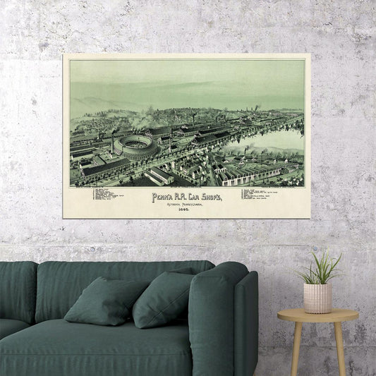 1895 Altoona Pennsylvania Vintage Old Panoramic City Map Poster Wall Art Print Home Wall Decor - xonomax