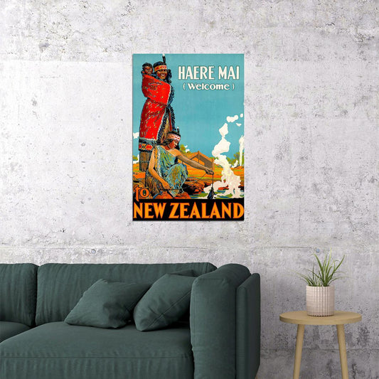1920 Maori Welcome To New Zealand Vintage Style Travel Poster Wall Art Print Home Wall Decor - xonomax