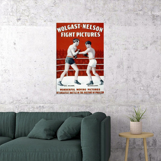 1916 Boxing Moving Pictures Vintage Movie Fight Pictures Poster Wall Art Print Home Wall Decor - xonomax