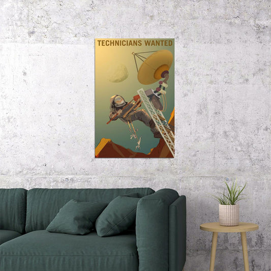 Technicians Wanted Retro Style Classic Mars Exploration Poster Wall Art Print Home Wall Decor - xonomax