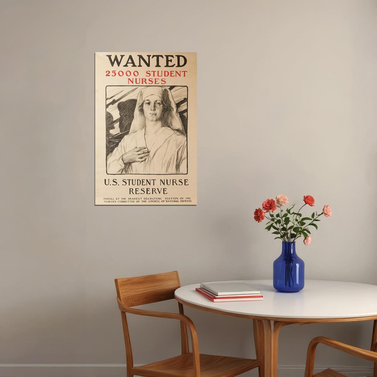 Wanted 25000 Nurses WWI Us Student Nurse Reserve Poster Wall Art Print Home Wall Decor - xonomax