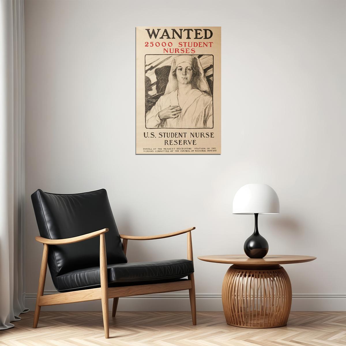 Wanted 25000 Nurses WWI Us Student Nurse Reserve Poster Wall Art Print Home Wall Decor - xonomax