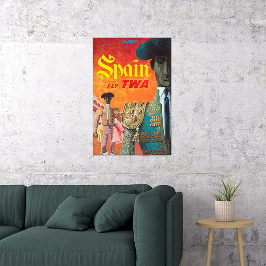 Twa Visit Spain 1960s Matador Vintage Style Air Travel Poster Wall Art Print Home Wall Decor - xonomax