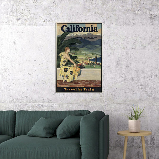 1930s California Summer Travel By Train Vintage Style Poster Wall Art Print Home Wall Decor - xonomax