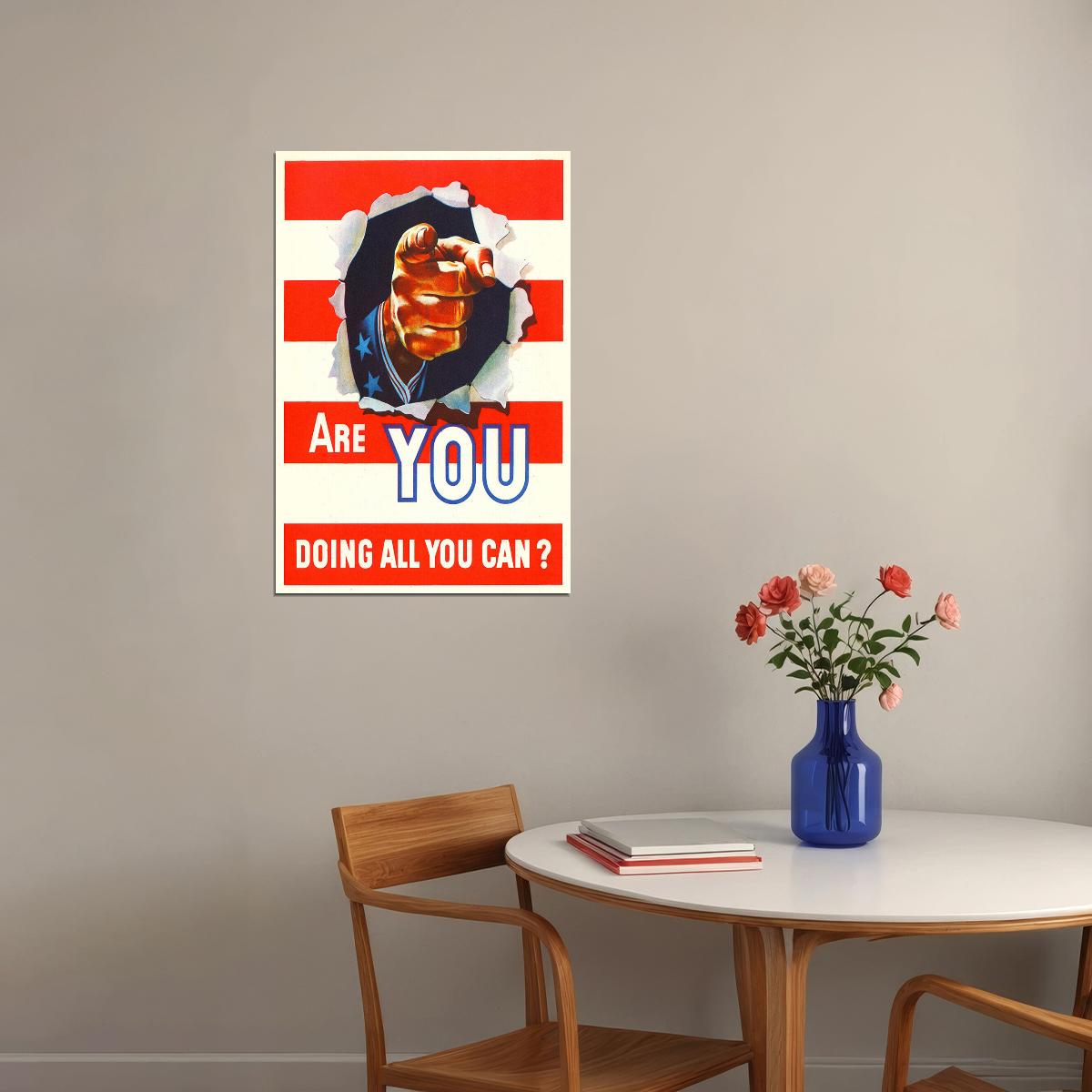1942 Are You Doing All You Can? Ww2 War Morale Poster Wall Art Print Home Wall Decor - xonomax