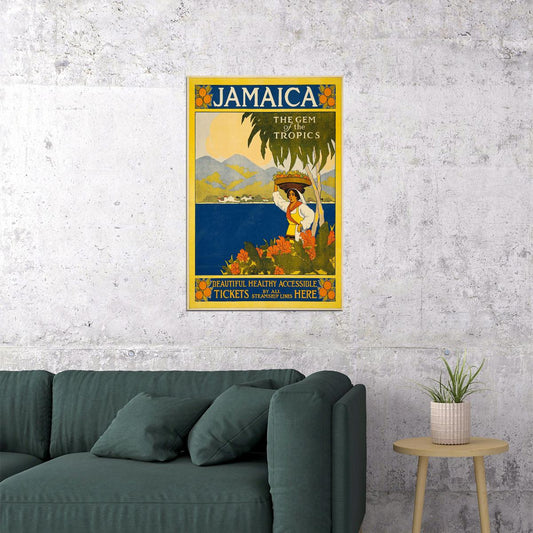Jamaica Gem Of The Tropics 1910 Vintage Steamship Travel Poster Wall Art Print Home Wall Decor - xonomax