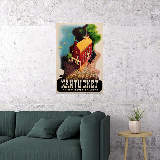 1940 New Haven Railroad Nantucket Vintage Style Travel Poster Wall Art Print Home Wall Decor - xonomax