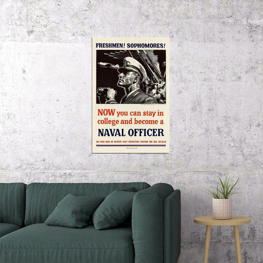 Become A Naval Officer! 1940s Ww2 Navy Recruiting Poster Wall Art Print Home Wall Decor - xonomax