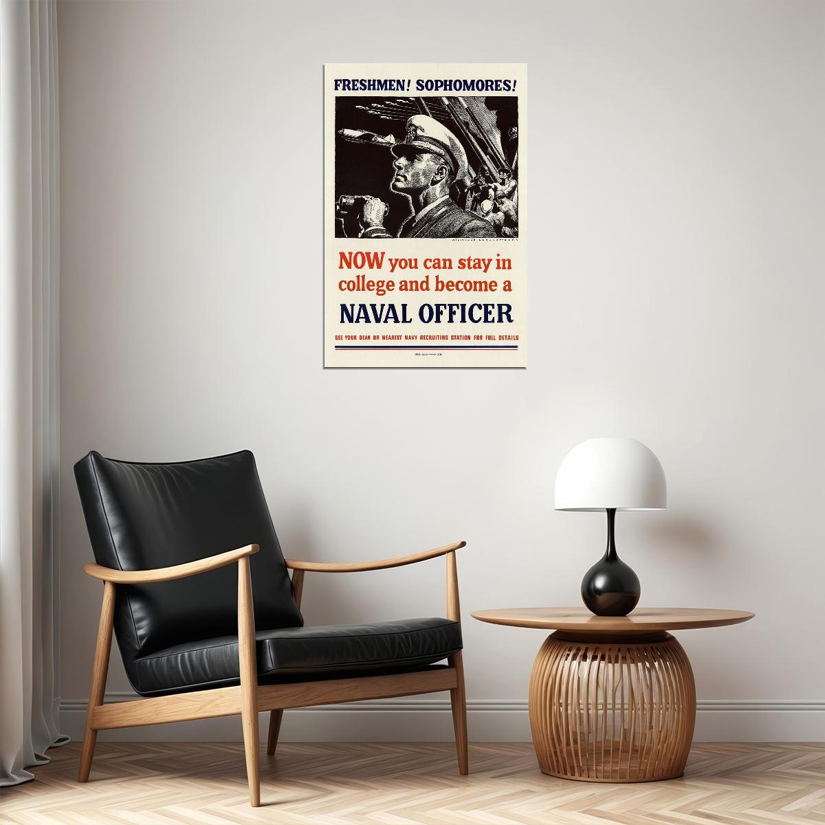 Become A Naval Officer! 1940s Ww2 Navy Recruiting Poster Wall Art Print Home Wall Decor - xonomax