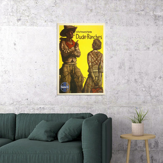 1949 Santa Fe Rr Southwestern Dude Ranches Classic Train Poster Wall Art Print Home Wall Decor - xonomax