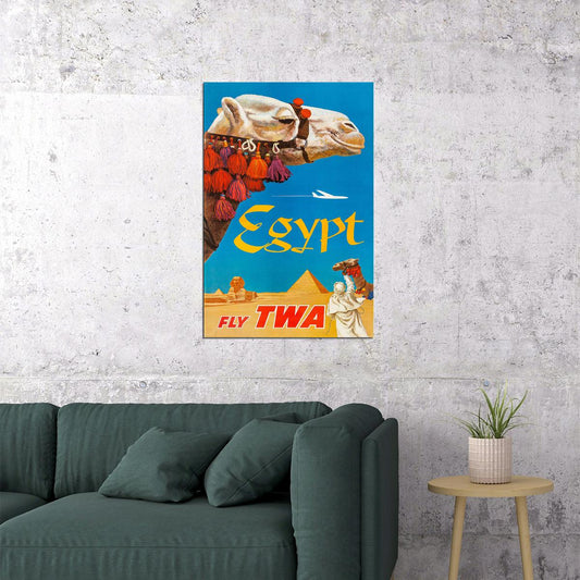 1960's Egypt Fly Twa Classic Airline Vintage Style Travel Poster Wall Art Print Home Wall Decor - xonomax