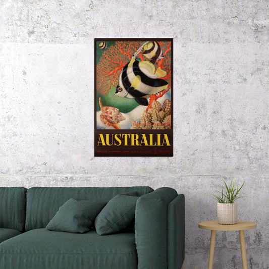 Australia The Great Barrier Reef Fish 1950s Vintage Travel Poster Wall Art Print Home Wall Decor - xonomax