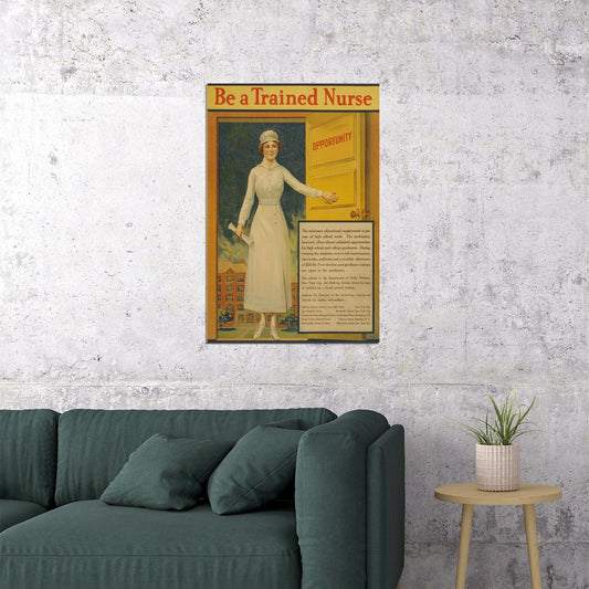 Be A Trained Nurse! 1917 World War I Nursing Medical Poster Wall Art Print Home Wall Decor - xonomax