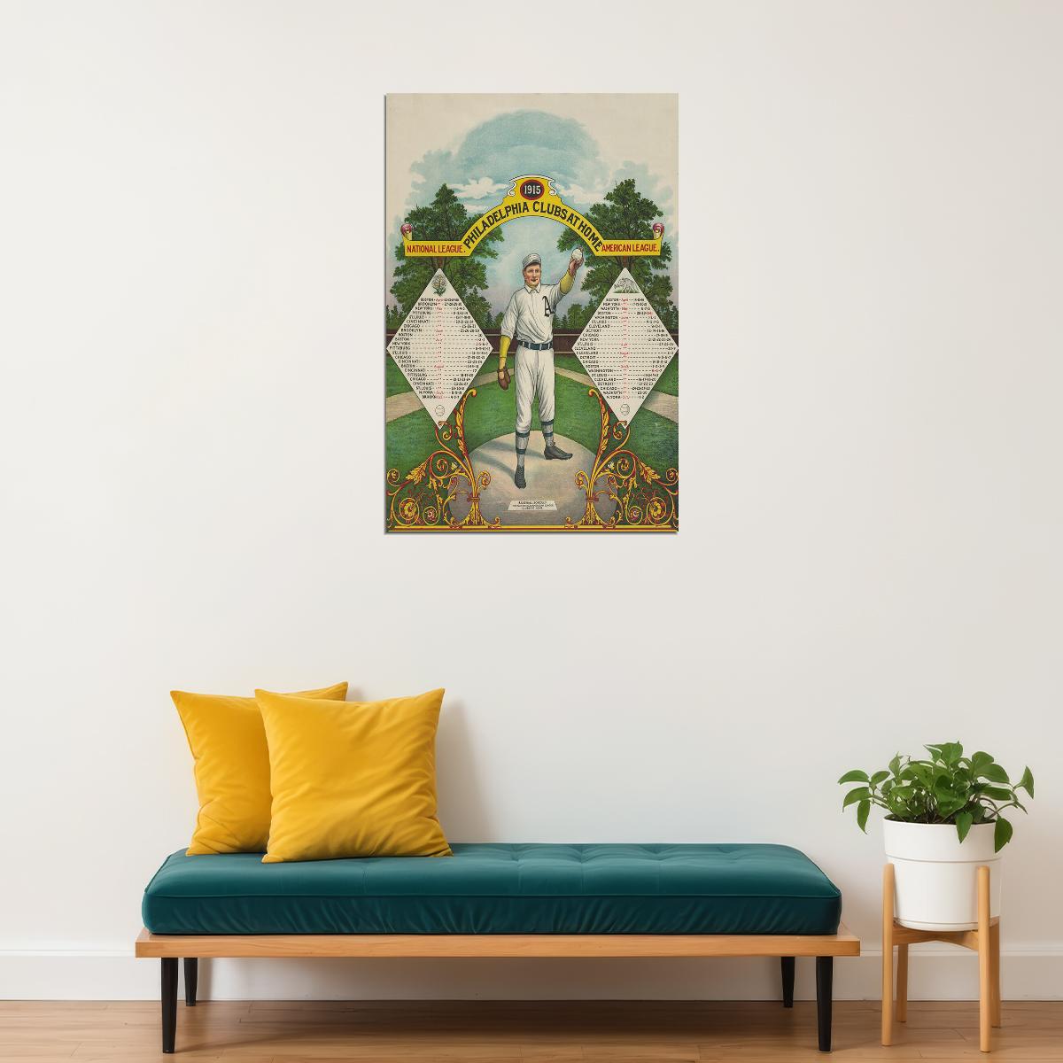1915 Philadelphia Phillies And Athletics Baseball Schedule Poster Wall Art Print Home Wall Decor - xonomax