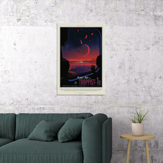 Nasa Retro Space Tourism Travel Vacation On Trappist-1e Poster Wall Art Print Home Wall Decor - xonomax