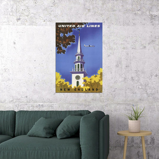Church Steeples In New England Travel Vintage Poster Wall Art Print Home Wall Decor - xonomax
