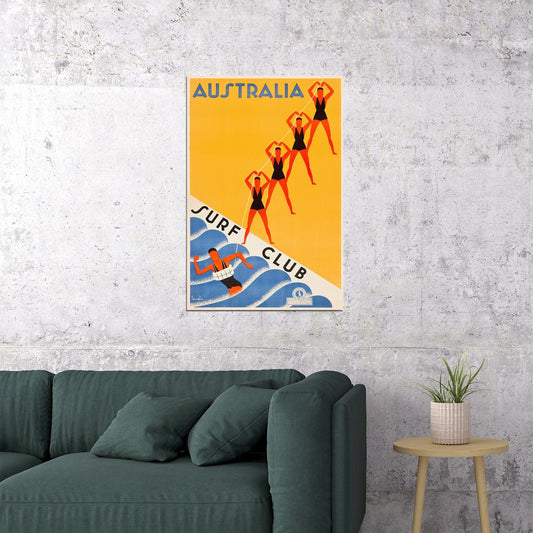 Australian Surf Club 1930s Vintage Style Travel Poster Wall Art Print Home Wall Decor - xonomax