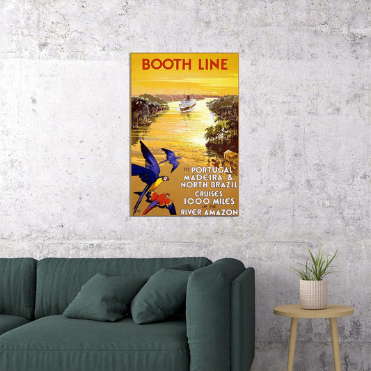 Booth Line 1930s Amazon River Vintage Style Cruise Line Poster Wall Art Print Home Wall Decor - xonomax