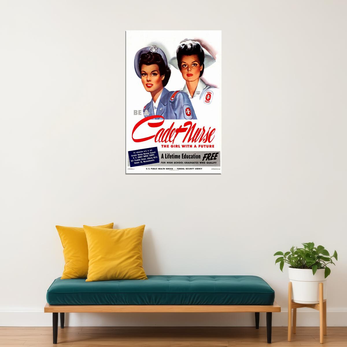 Be A Cadet Nurse Us Army Cadet Nurse Corps Ww2 Nursing Poster Wall Art Print Home Wall Decor - xonomax