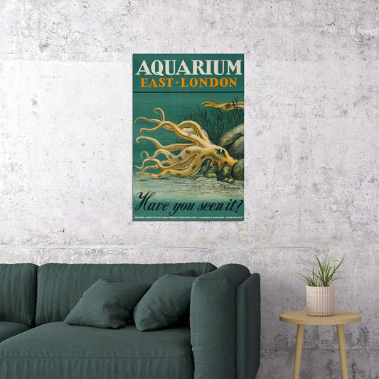 1939 Visit The London Aquarium Octopus Vintage Travel Poster Wall Art Print Home Wall Decor - xonomax