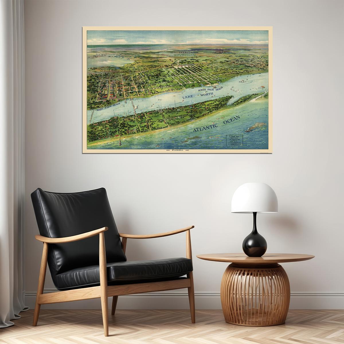 West Palm Beach Florida 1915 Historic Panoramic Town Map Poster Wall Art Print Home Wall Decor