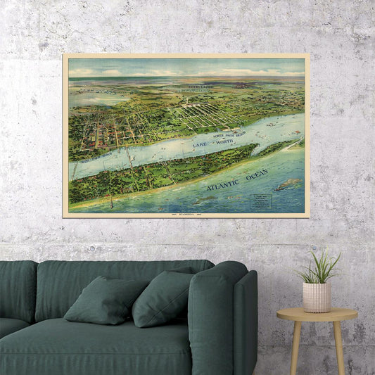 West Palm Beach Florida 1915 Historic Panoramic Town Map Poster Wall Art Print Home Wall Decor - xonomax