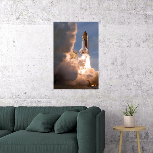 Space Shuttle Atlantis Launch Nasa Sts-122 Poster Wall Art Print Home Wall Decor - xonomax