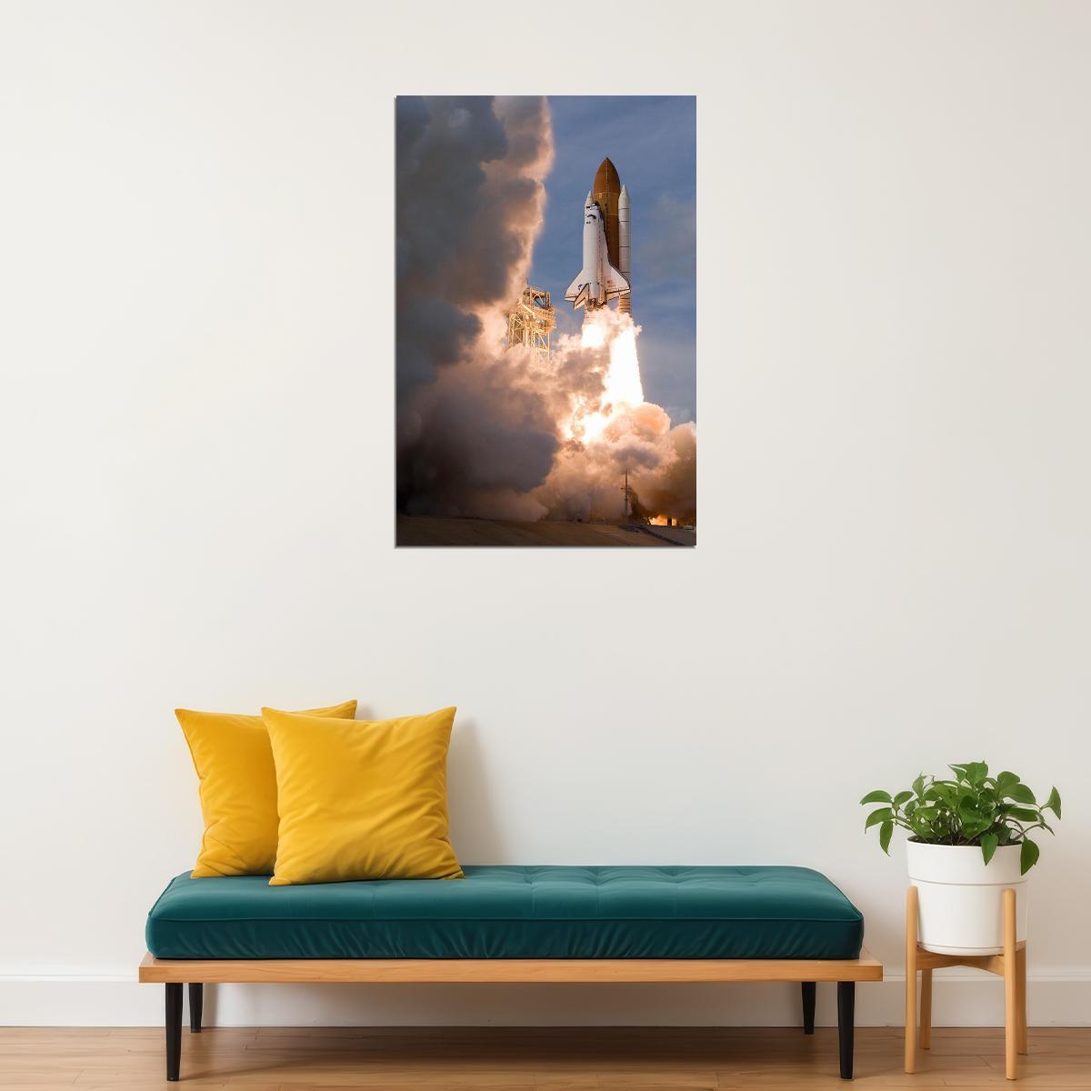 Space Shuttle Atlantis Launch Nasa Sts-122 Poster Wall Art Print Home Wall Decor - xonomax