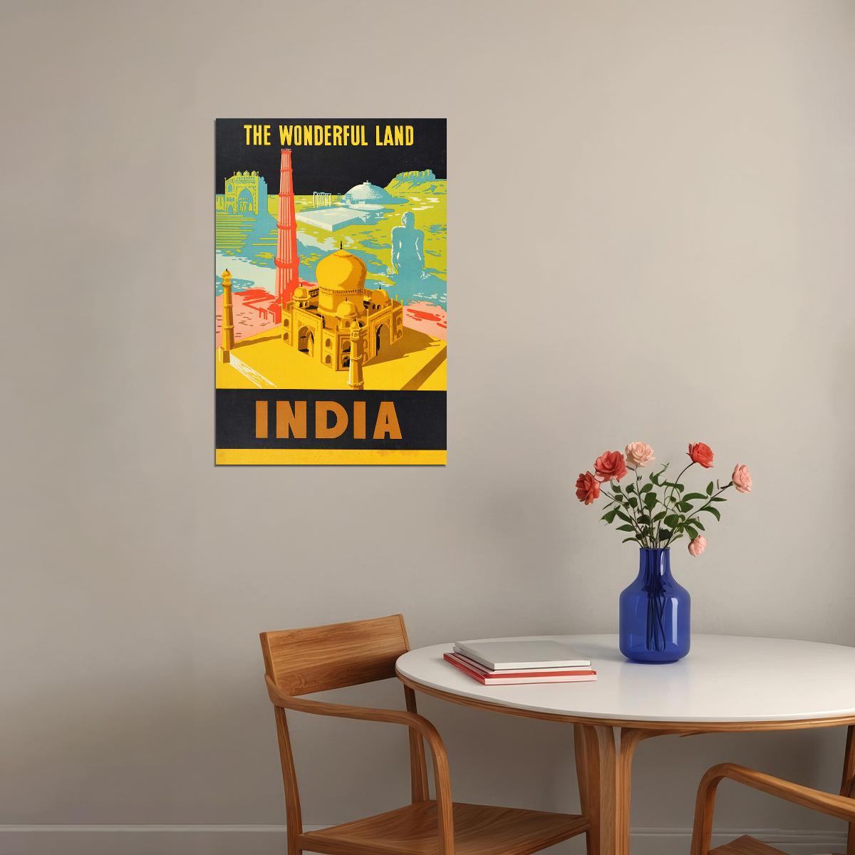 India Taj Mahal 1958 Vintage Style Travel Poster Wall Art Print Home Wall Decor